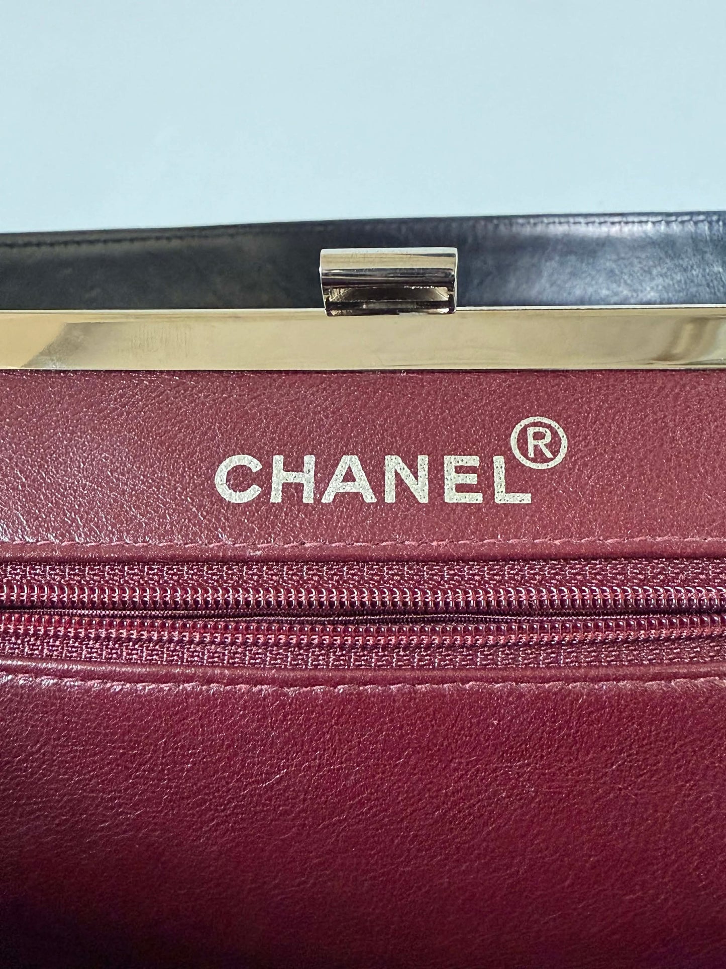 Vintage Chanel Black CC Quilted Kiss Lock Frame Bag