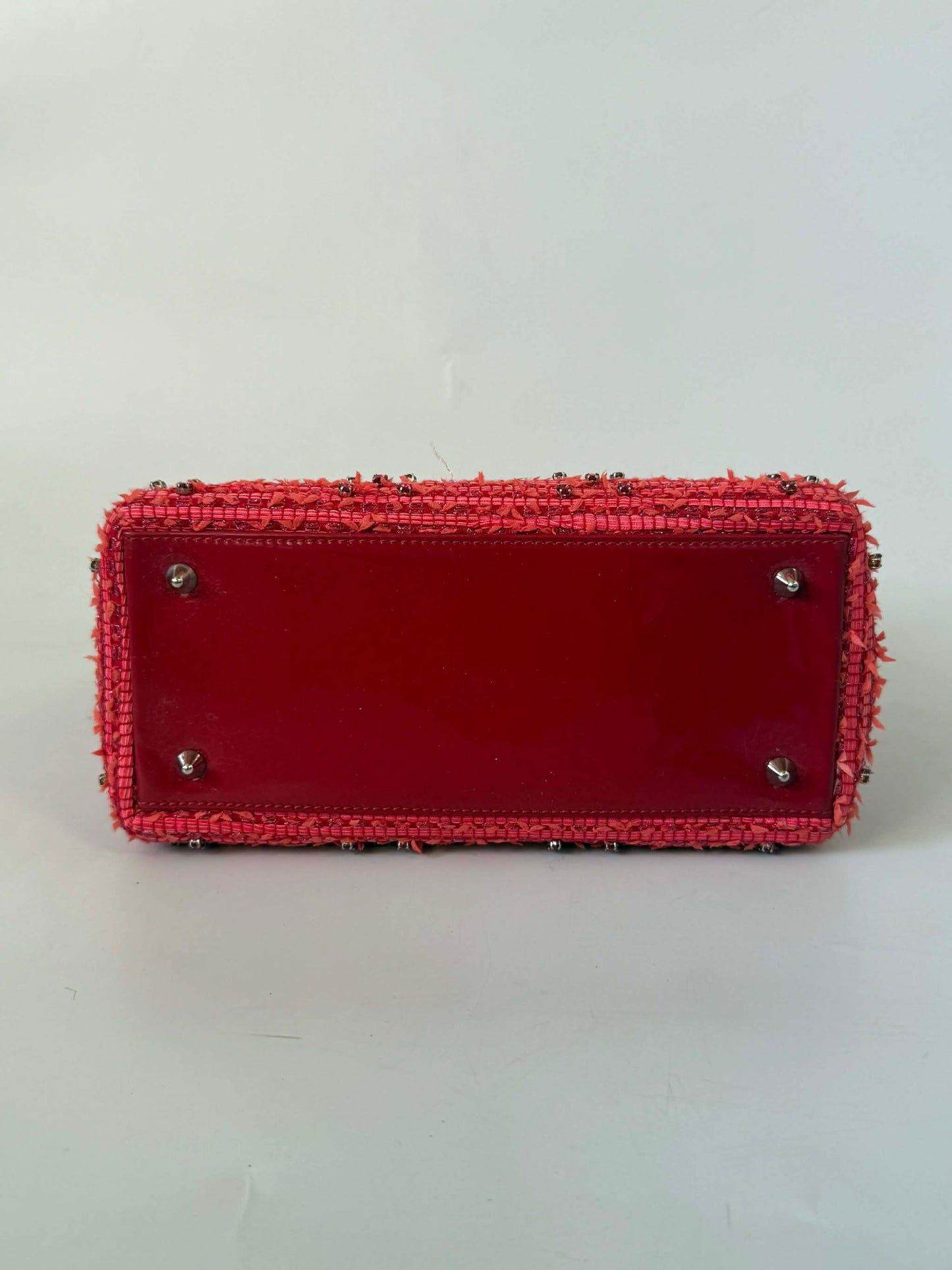 Christian Dior 2012 Tweed Fringe Rhinestone Lady Dior Bag