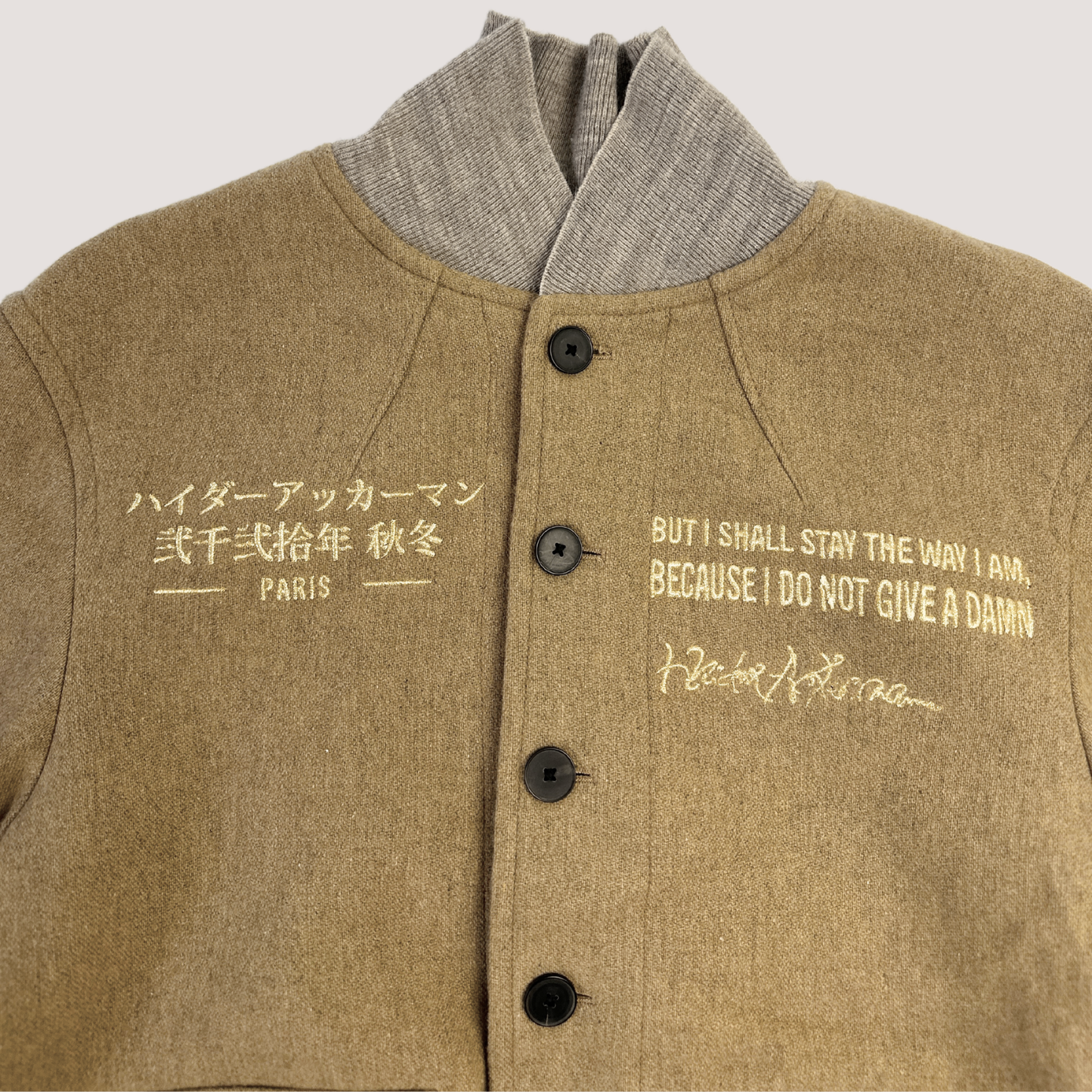 Haider Ackermann Beige Embroidered Aviator Bomber Jacket