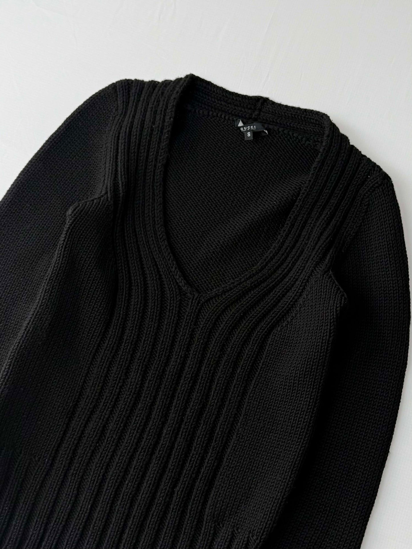 F/W 1997 Gucci by Tom Ford Wool V-Neck Ribbed Sweater