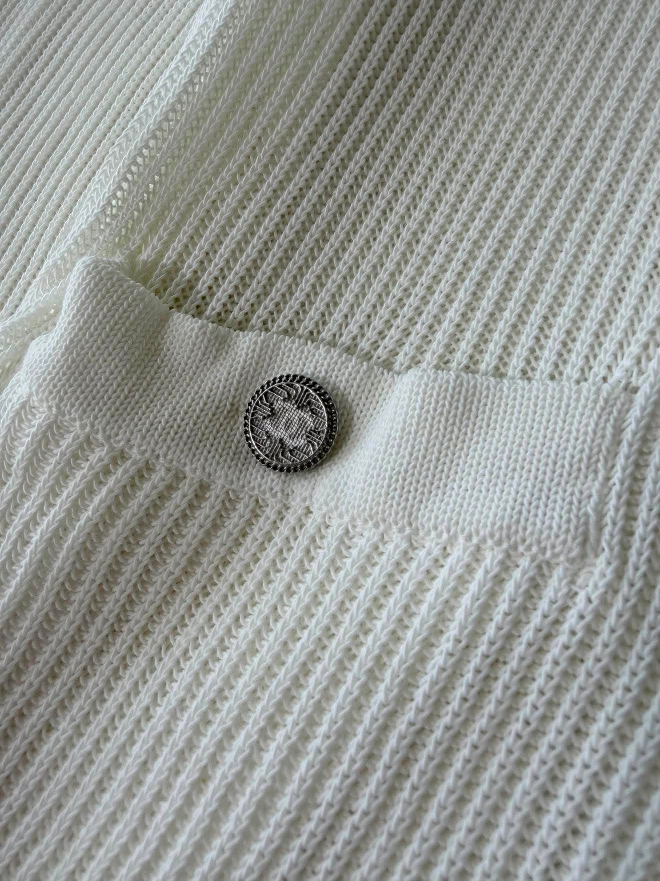 Chanel Silver-Tone Coco Mark Buttons Cardigan
