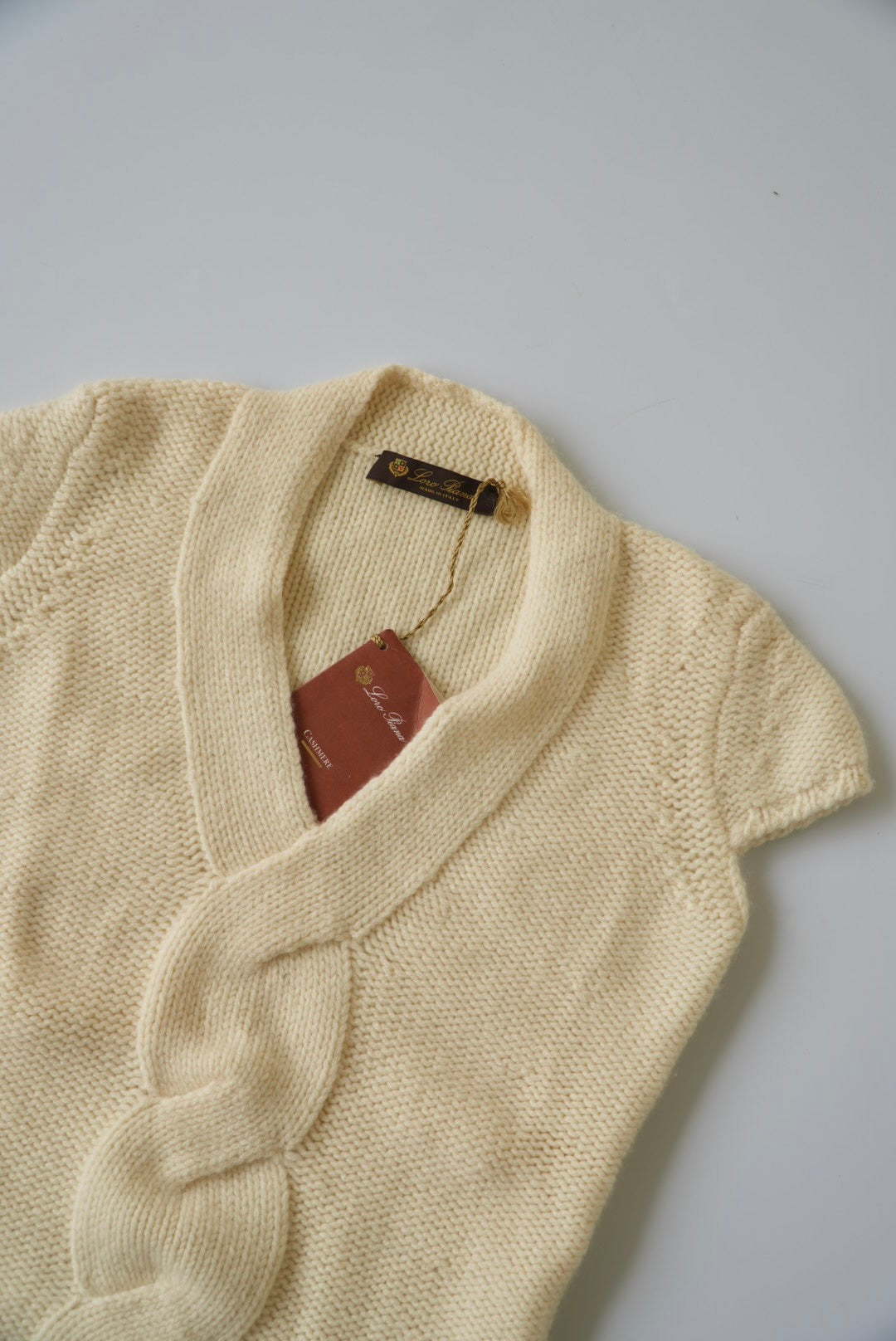 Loro Piana White Cashmere Short Sleeve Jumper