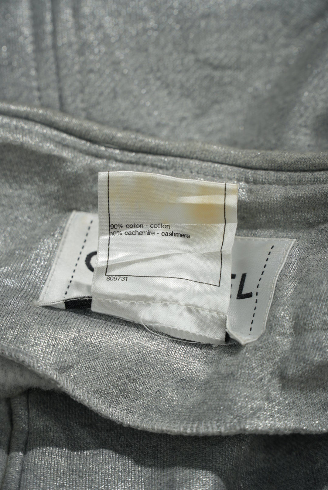 Chanel Silver Chain Tweed Trimming Blazer Jacket