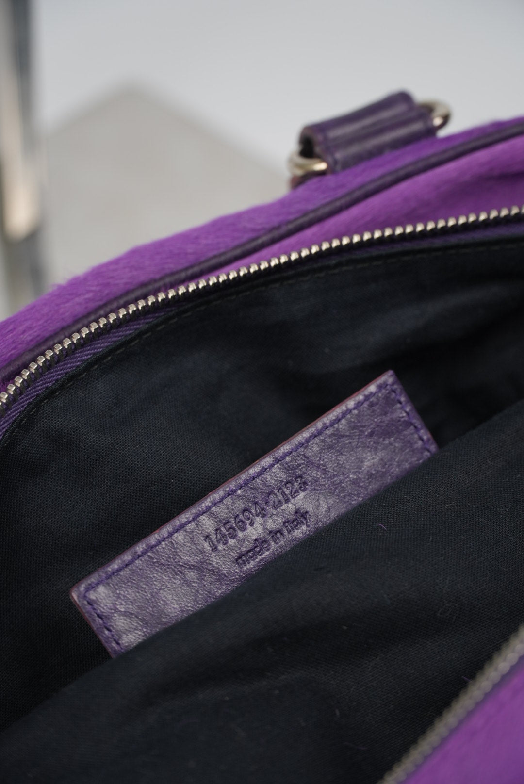 Balenciaga Violet/Ink Pony Hair Giant 12 Silver City Bag