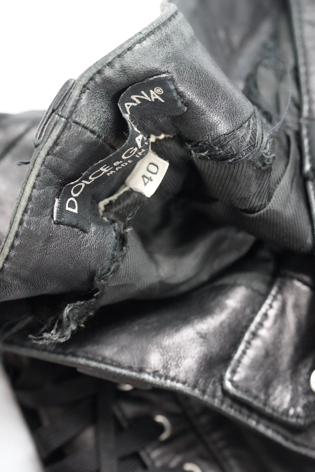 Dolce & Gabbana Archive Bondage Lace-Up Leather Pants
