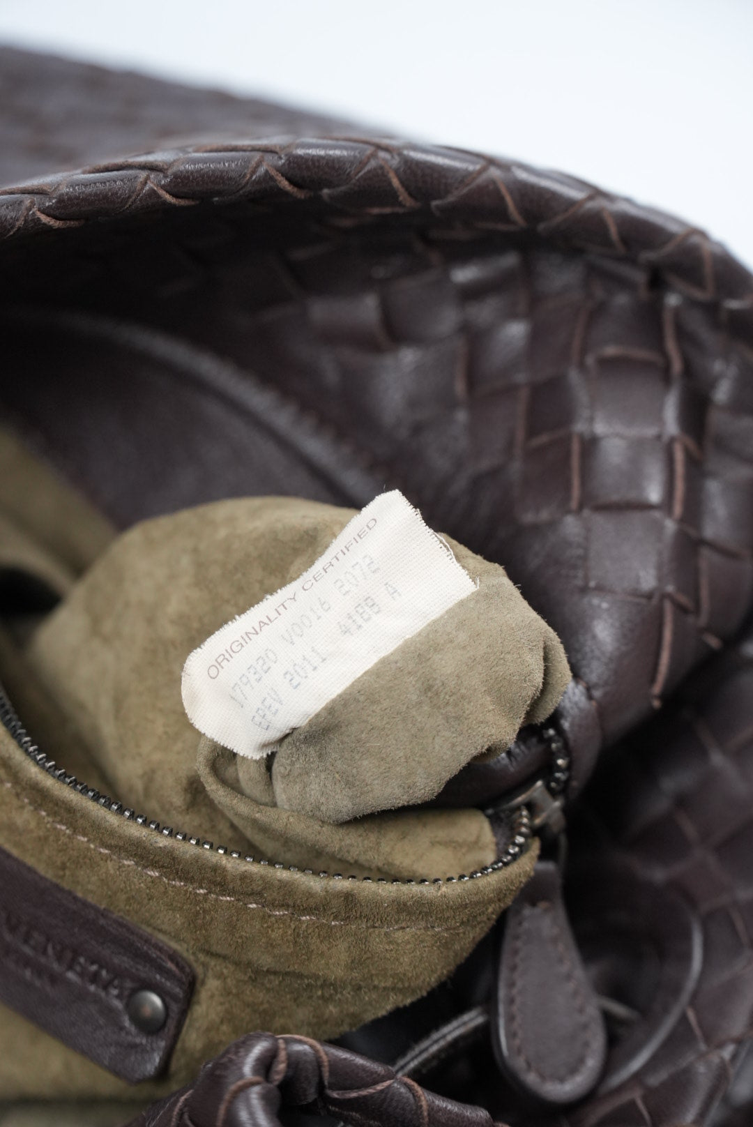 Bottega Veneta Garda Intrecciato Leather Dark Brown Tote Bag