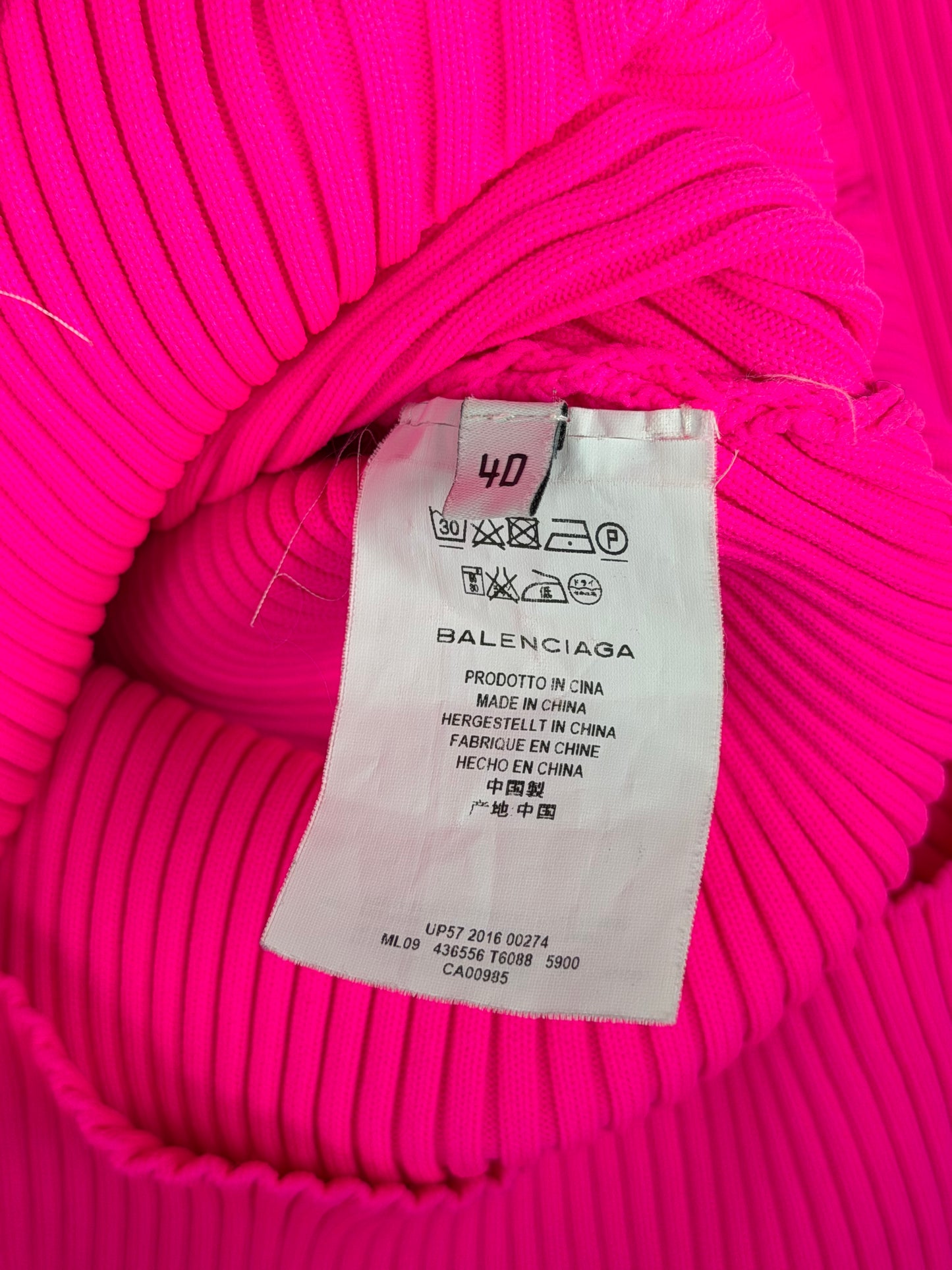 Balenciaga Pink Pleated Turtle Neck