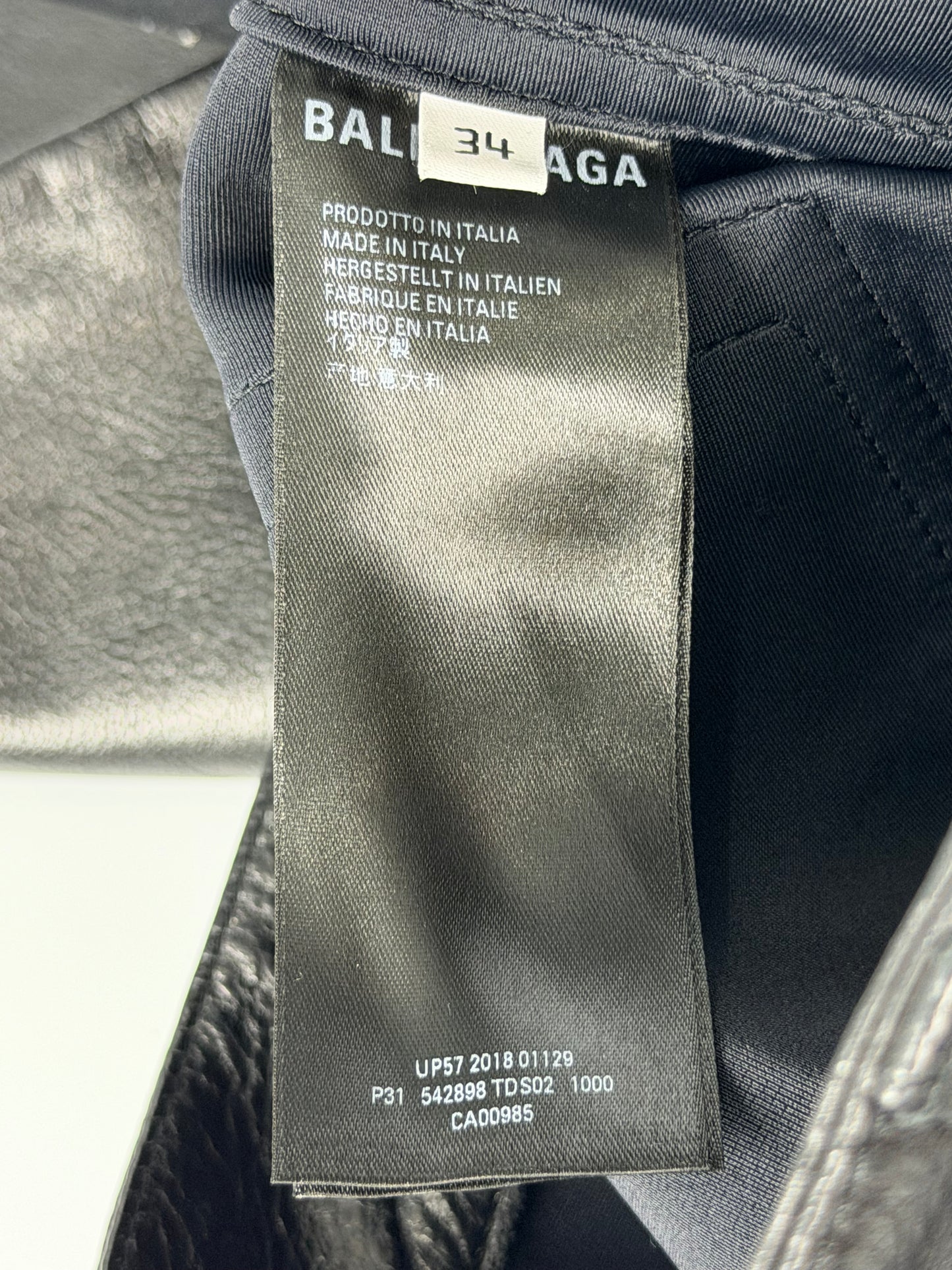 Balenciaga Jorts Black Leather Capri