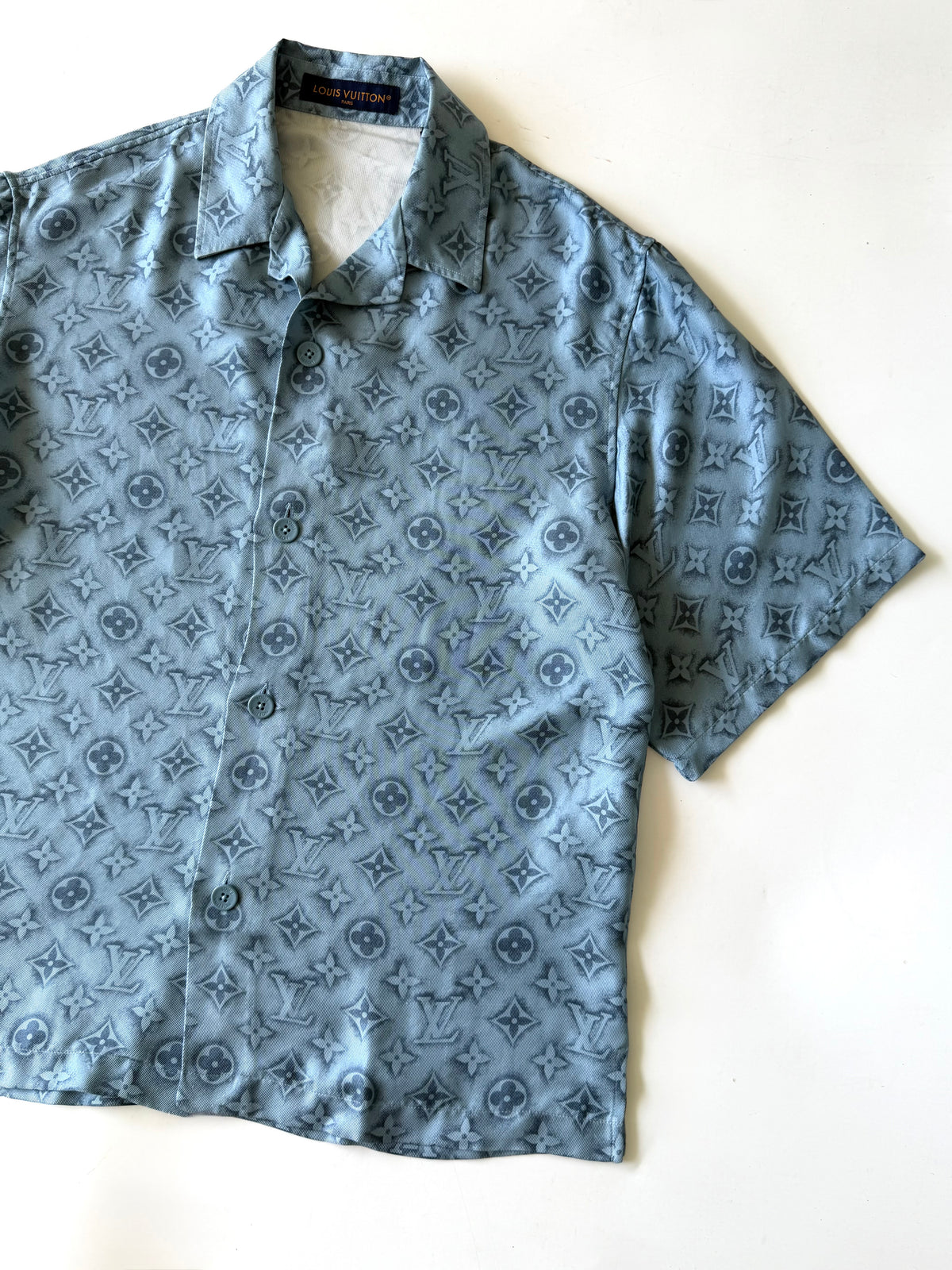 Louis Vuitton Blue Monogram Silk Shirt