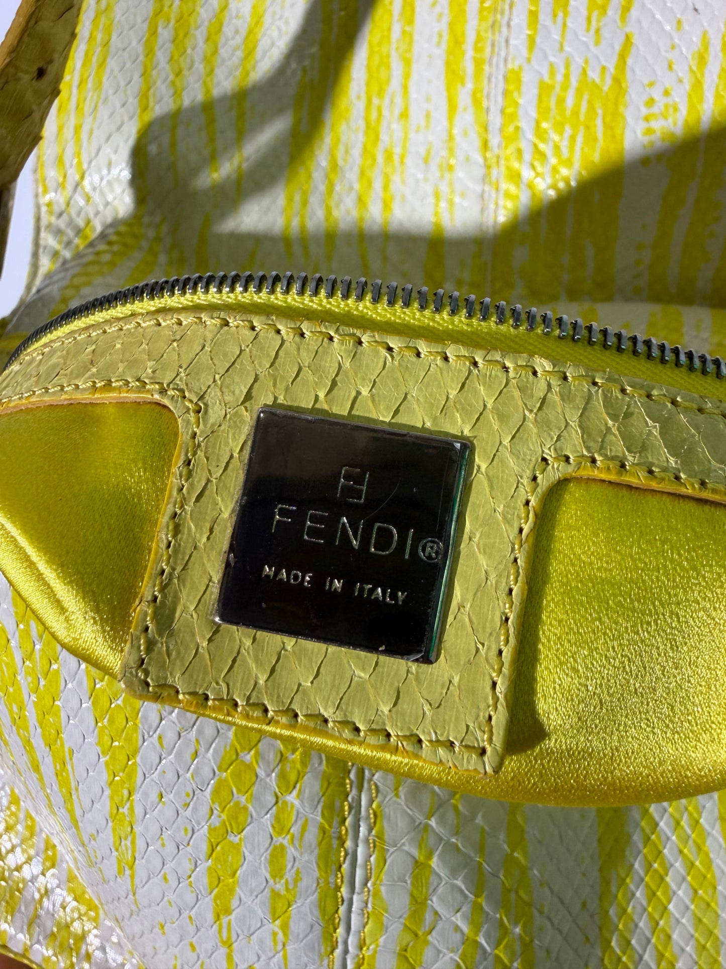Vintage Fendi Yellow Python Baguette