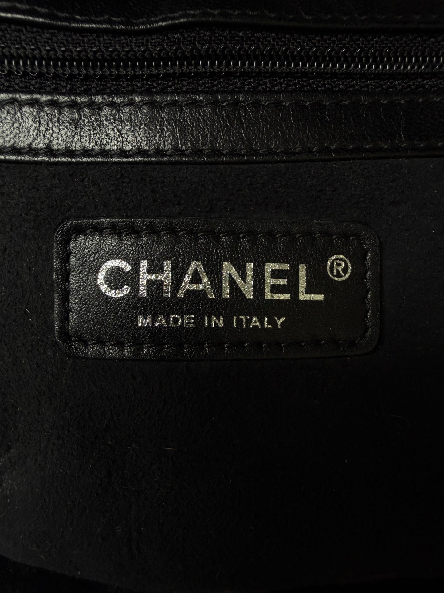 Vintage Chanel Black Suede & Shearling CC Tote Bag