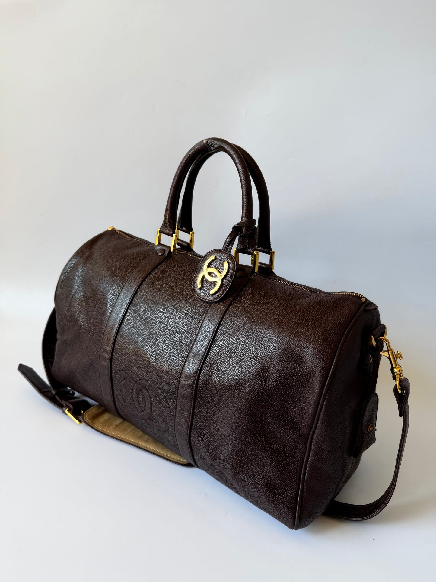 Vintage Chanel Brown Caviar Boston Bag