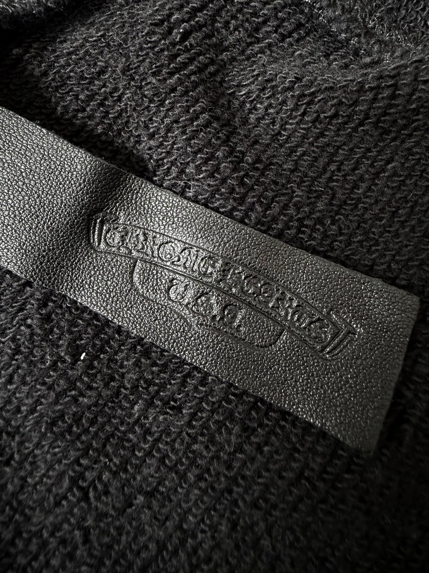 Chrome Hearts Black Leather Cross Patch Zip Up Hoodie
