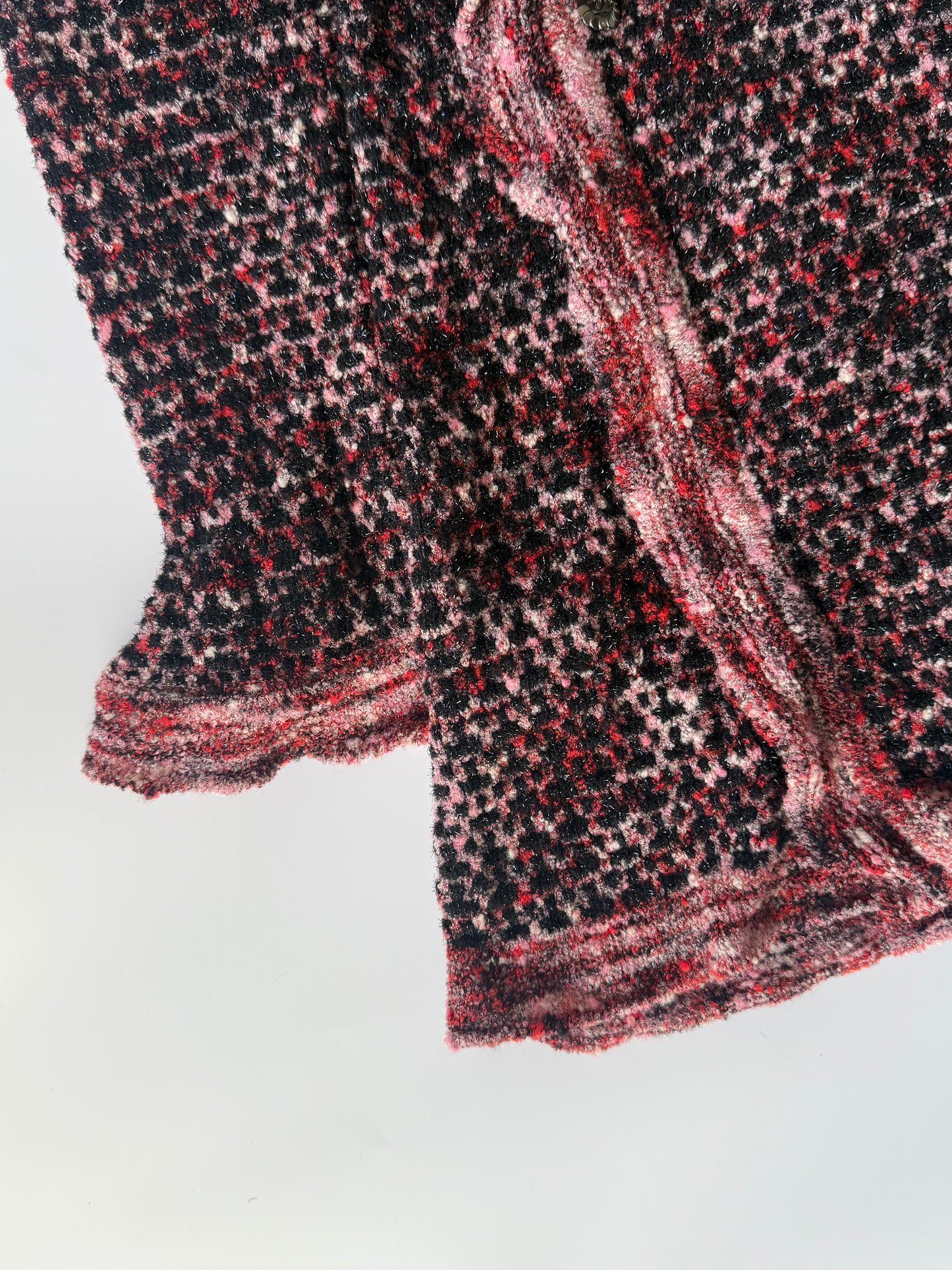 Chanel Boutique Burgundy Raffled Collar Cardigan