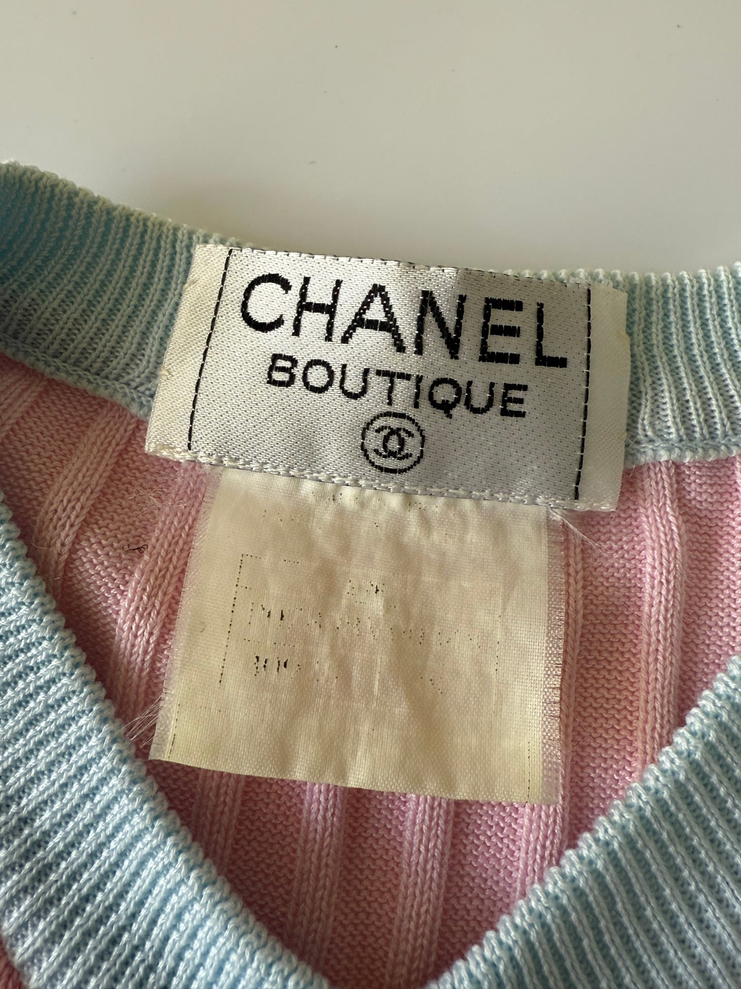 Chanel Boutique Pink Ribbed Cardigan