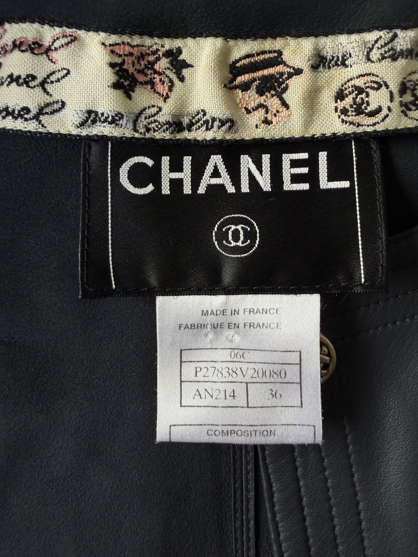 Cruise 2006 Chanel Black Leather Collarless Biker Jacket