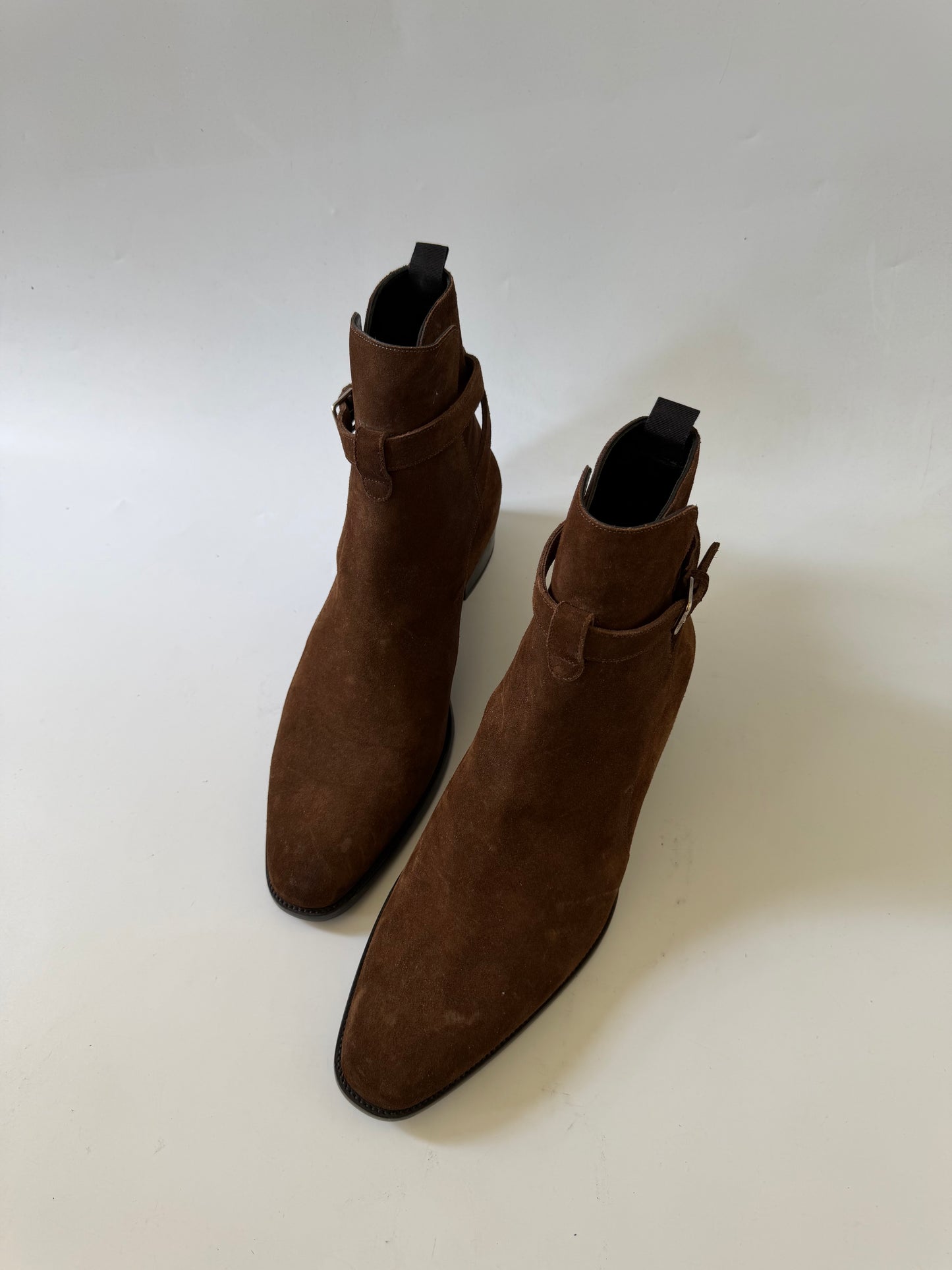 Saint Laurent Brown Suede Wyatt Jodhpur Ankle Boots