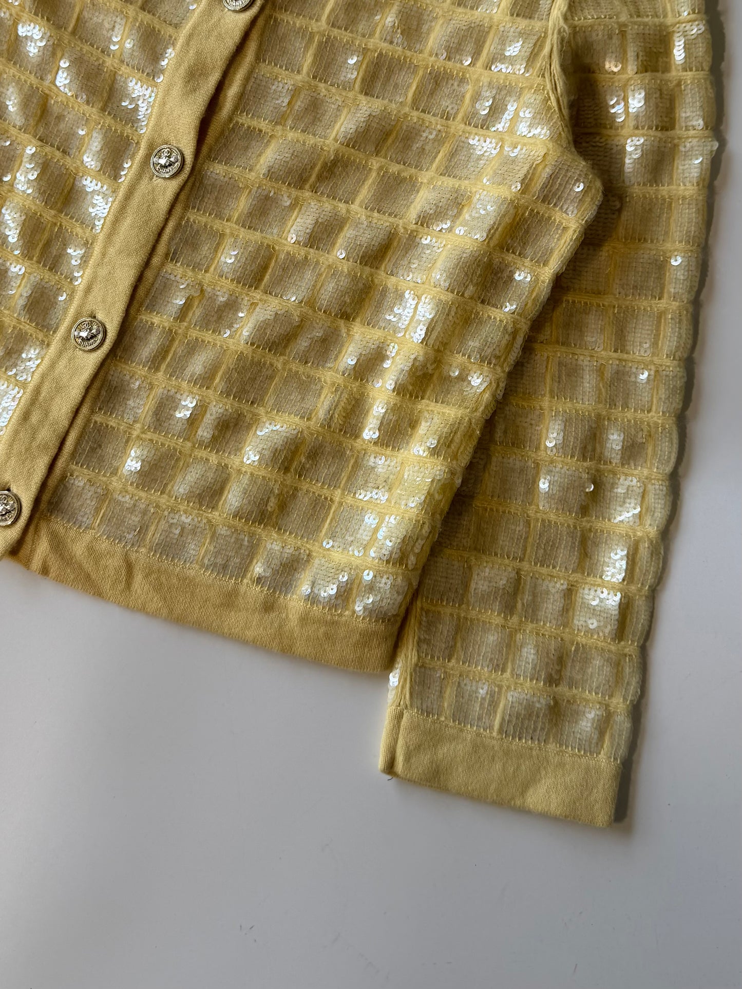 2008 Chanel Yellow Sequin Cashmere Cardigan