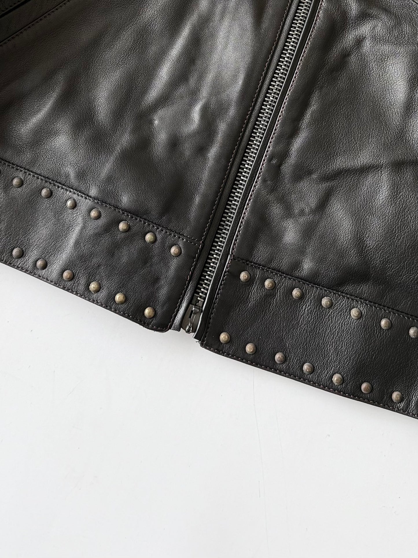Roberto Cavalli Black Studded Leather Jacket