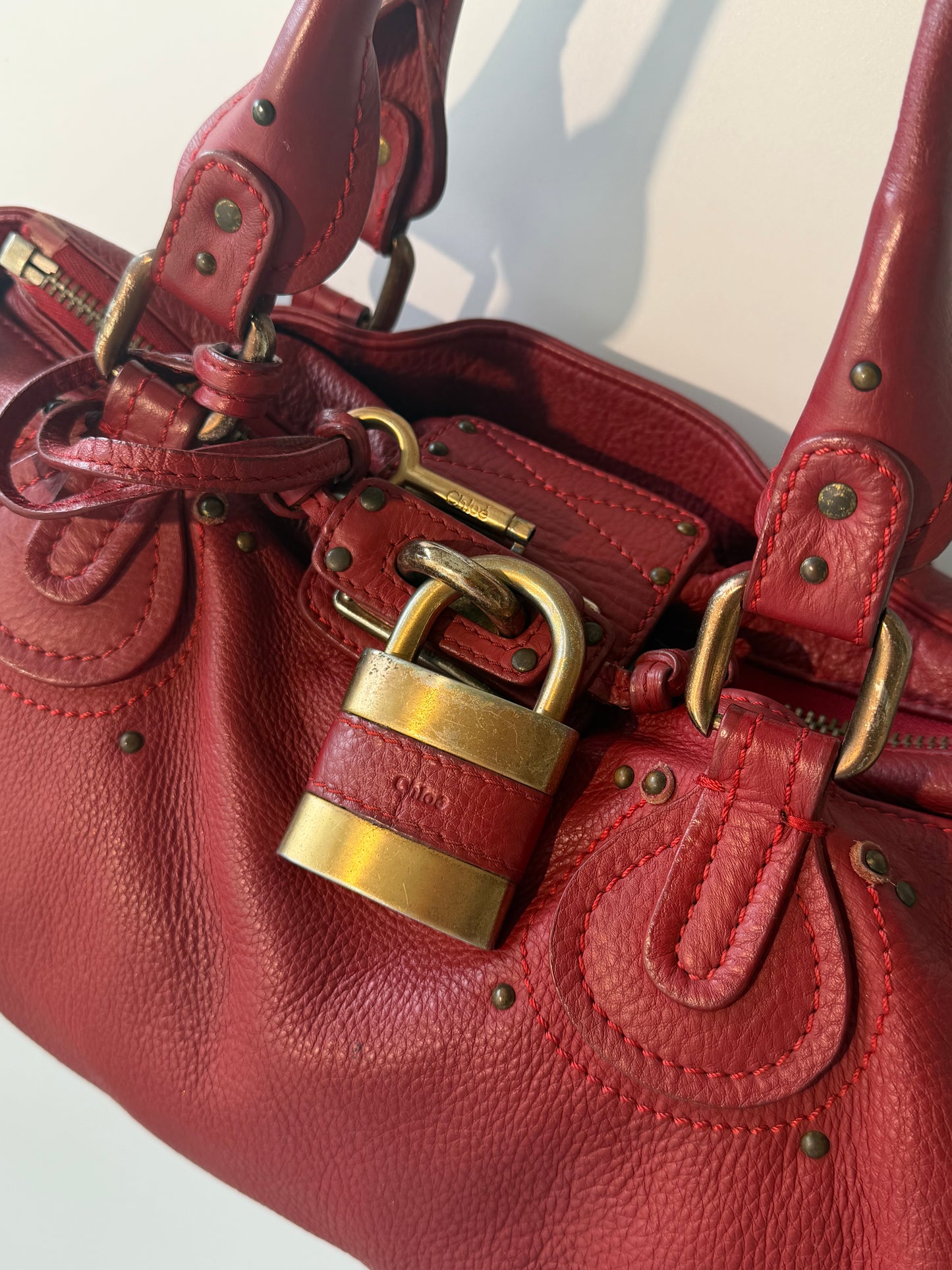 Chloe Red Paddington Medium Satchel Bag