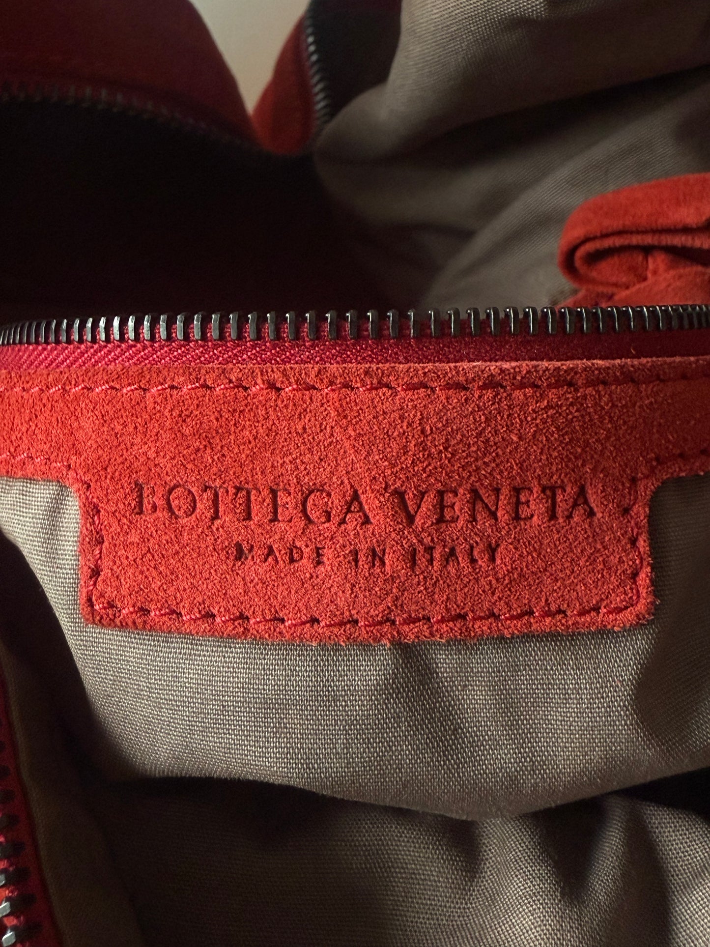 Bottega Veneta Red Suede Intrecciato Knot Hobo Bag