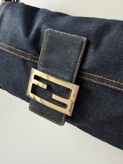 Fendi Dark Blue Denim Baguette