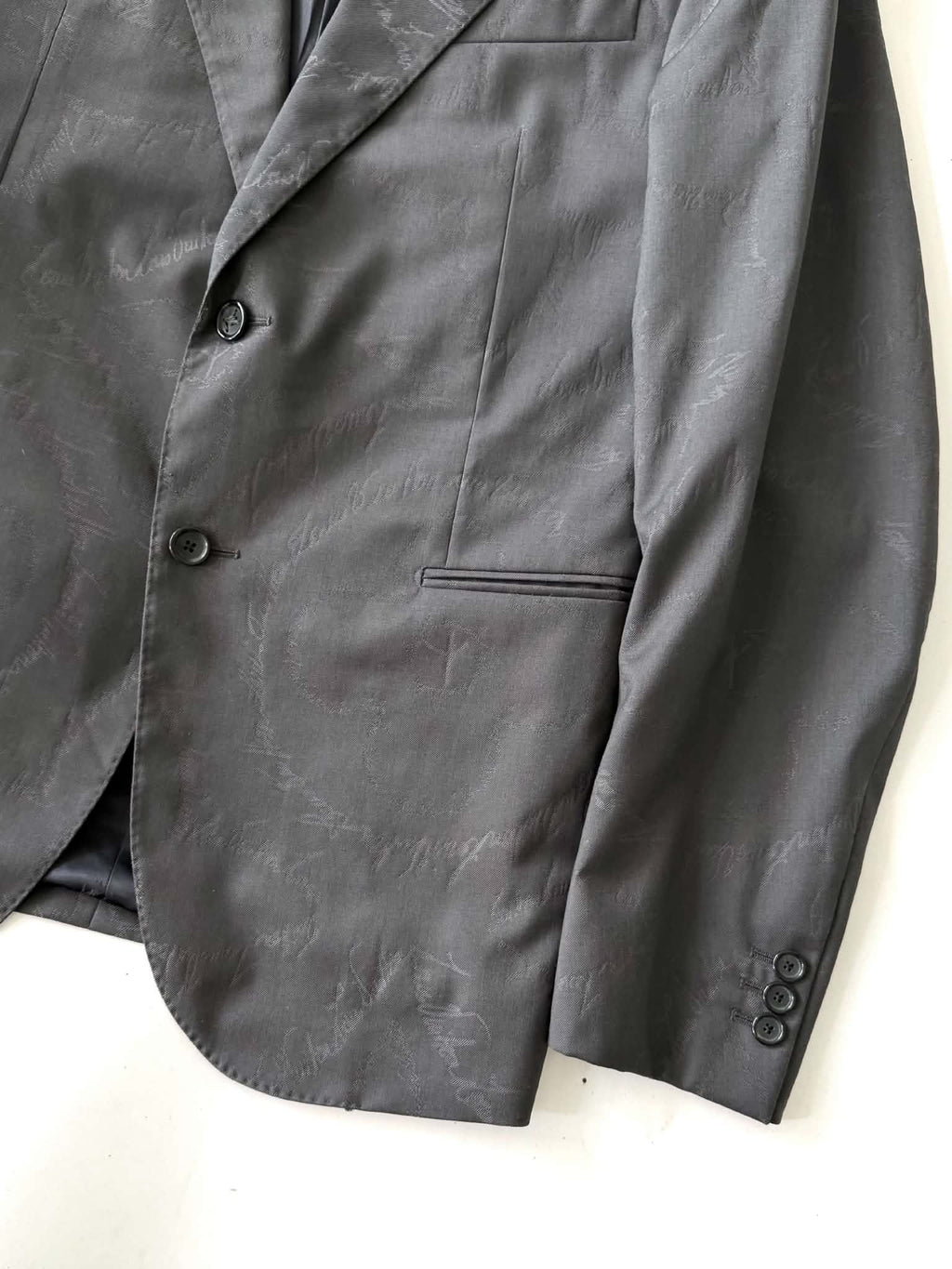 Louis Vuitton Pont Neuf Jacquard Script Gray Suit