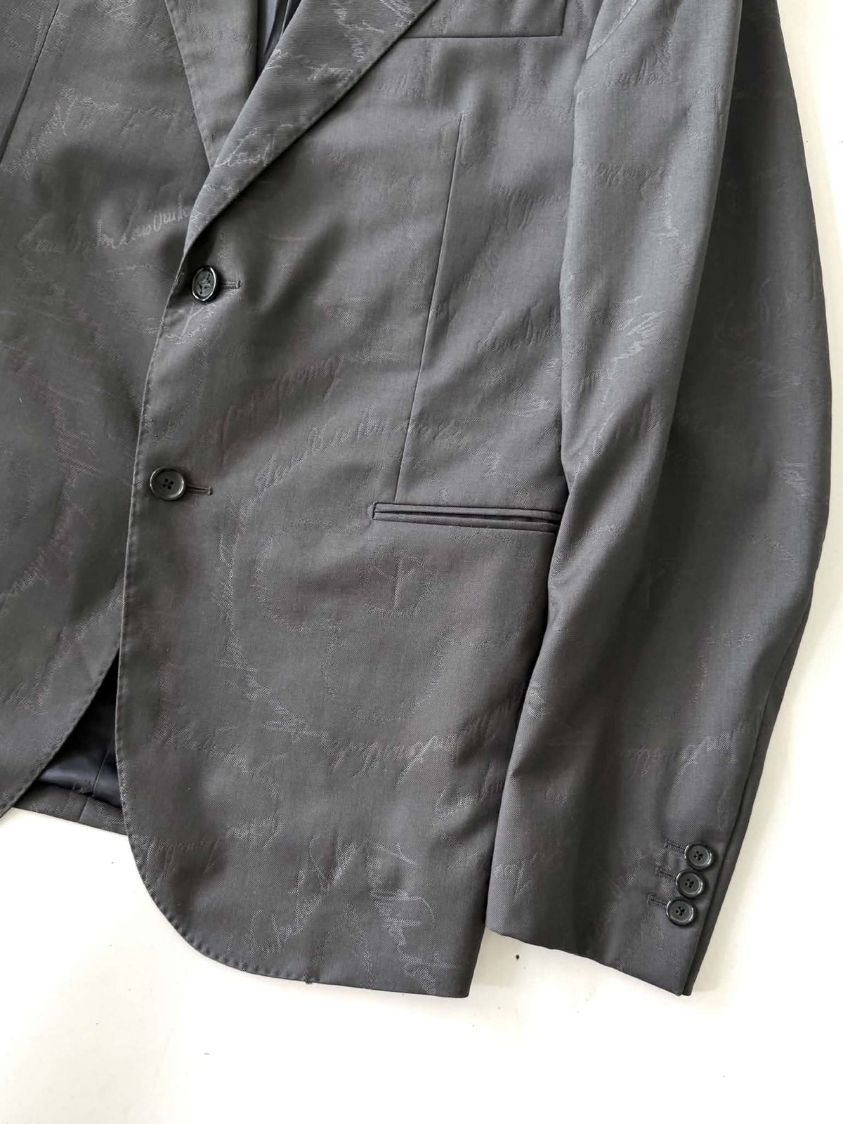 Louis Vuitton Pont Neuf Jacquard Script Gray Suit