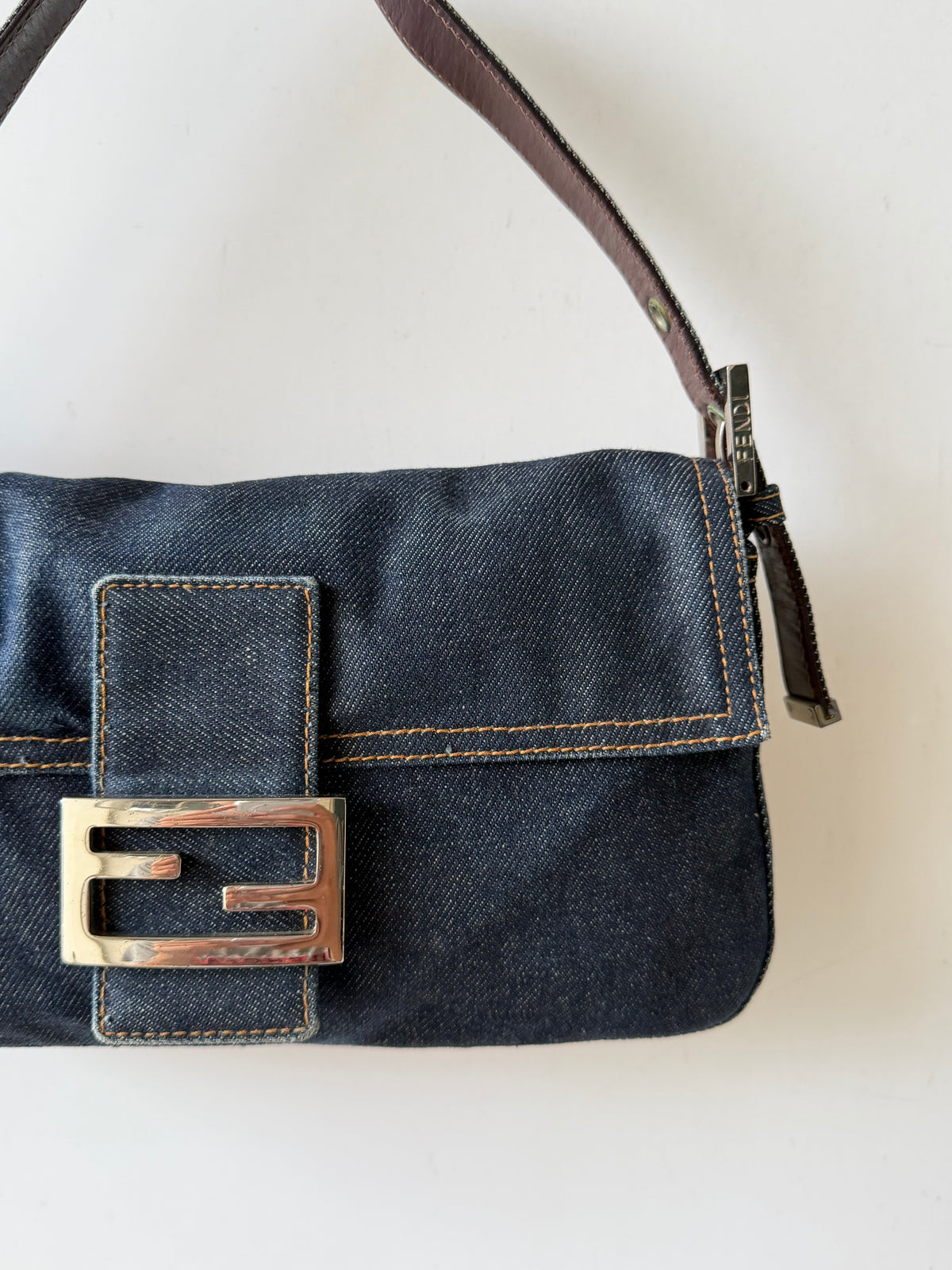 Fendi Dark Blue Denim Baguette