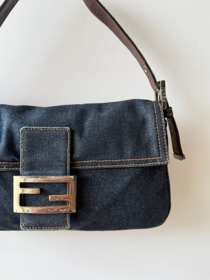Fendi Dark Blue Denim Baguette