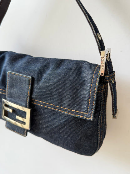Fendi Dark Blue Denim Baguette