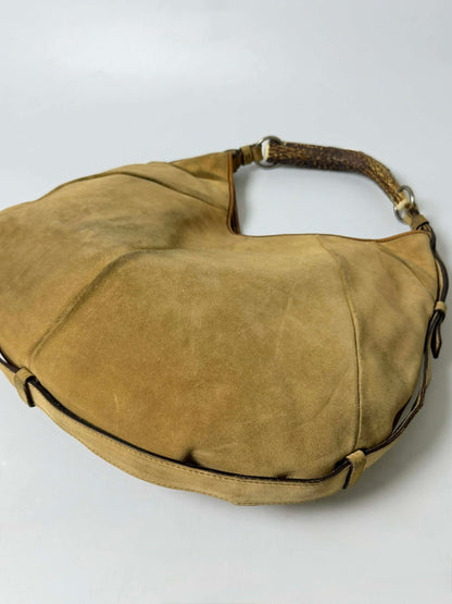 Yves Saint Laurent Taupe Suede Mombasa Hobo Bag