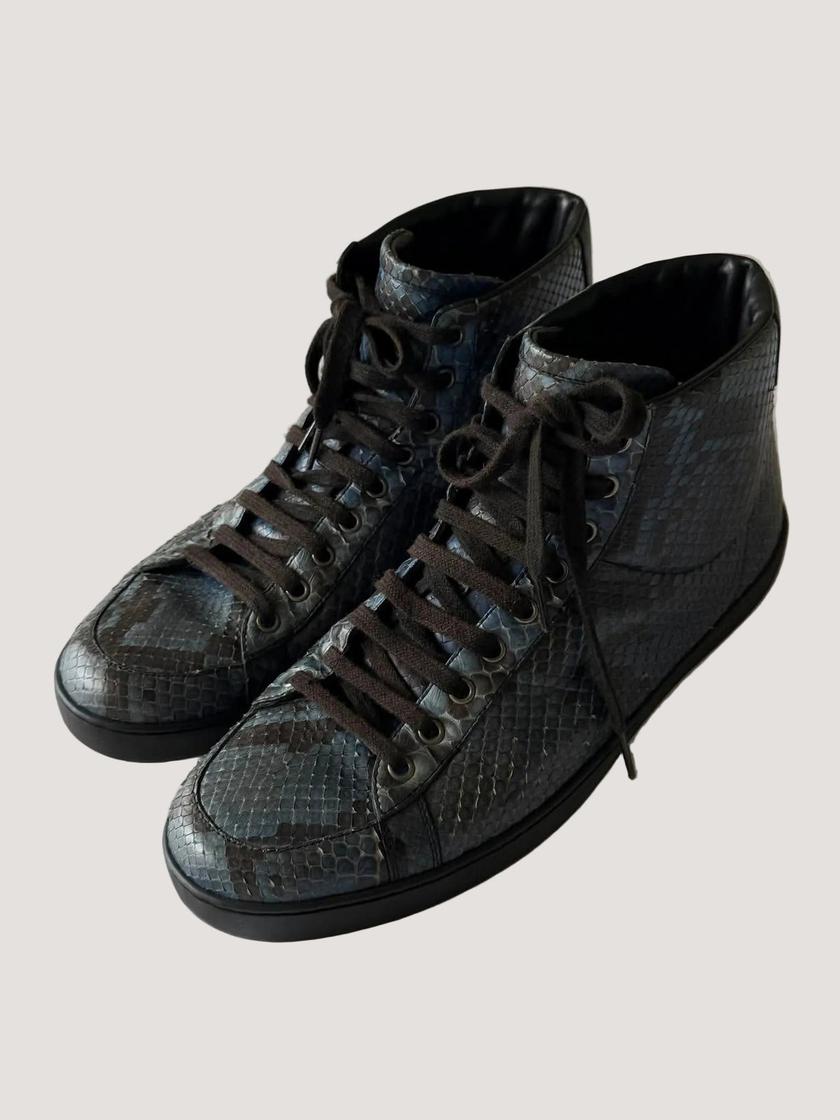 Gucci by Frida Giannini Blue Python High Top Sneakers