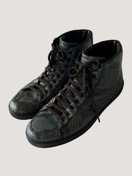 Gucci by Frida Giannini Blue Python High Top Sneakers