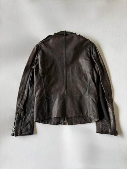 SS2011 GUCCI BROWN ERODED LEATHER PREMIUM JACKET