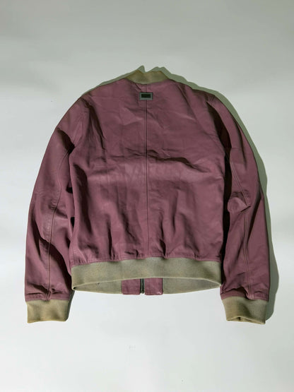 Dolce & Gabbana Dusty Pink Creased Leather Bomber Jacket