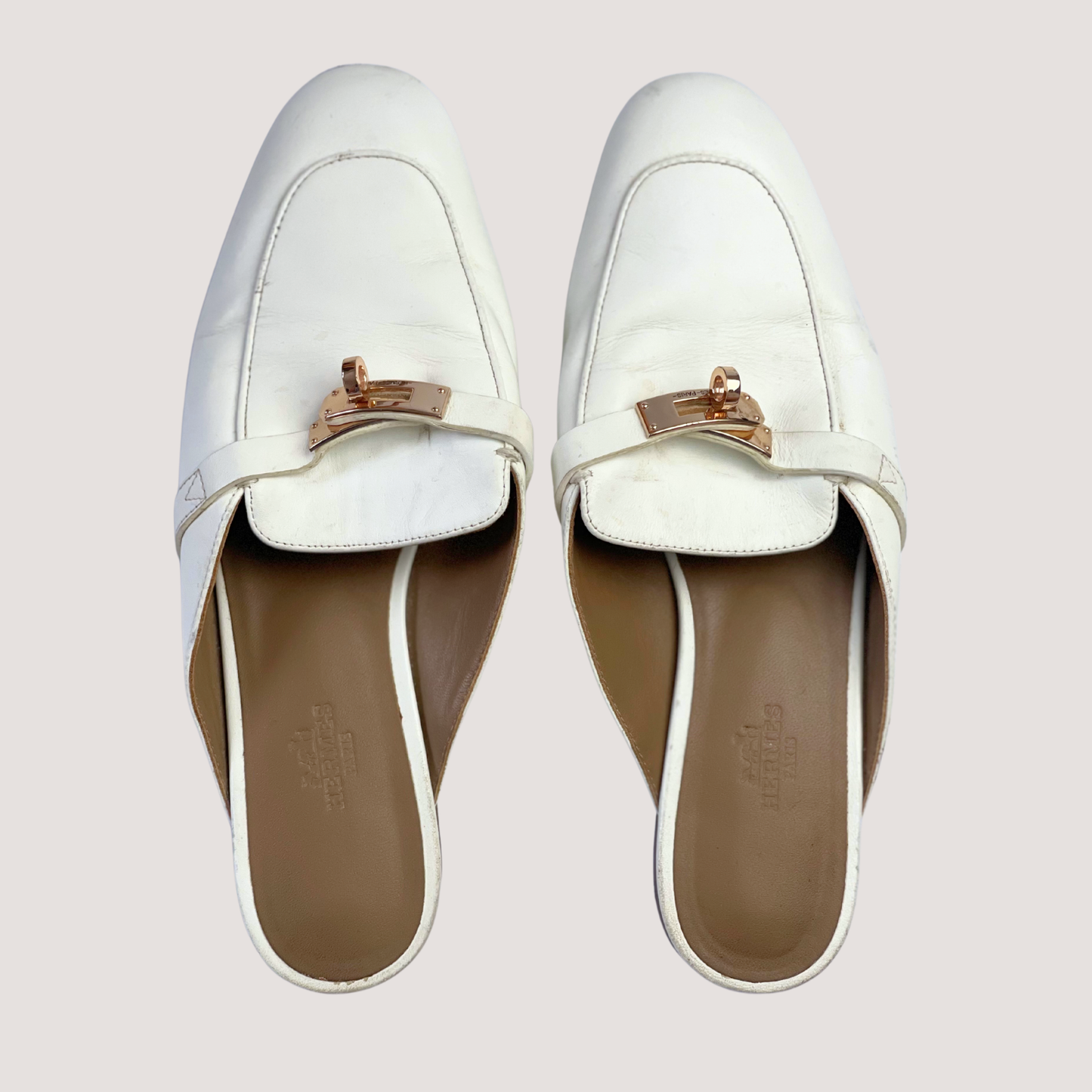 Hermes Kelly OZ lock Mules