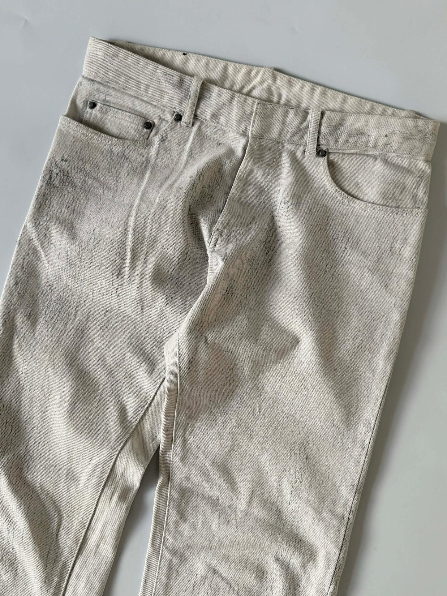 Balenciaga FW14 Cracked Paint Denim Pants