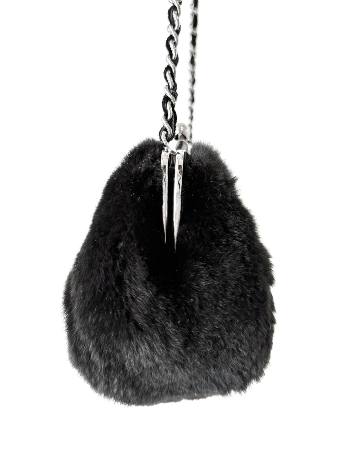 Chanel by Karl Lagerfeld Black Fur Frame Chain Bag