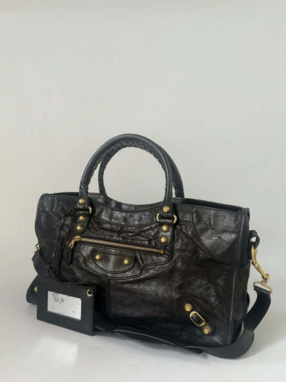 2000’s Balenciaga Black Giant 12 Gold Hardware City Bag