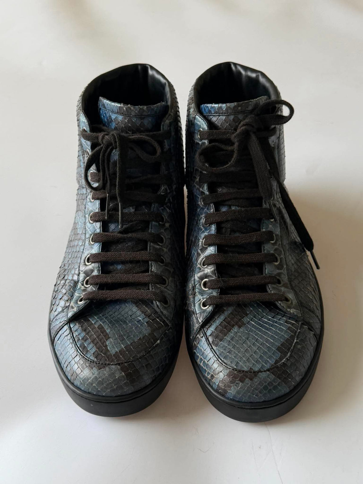 Gucci by Frida Giannini Blue Python High Top Sneakers