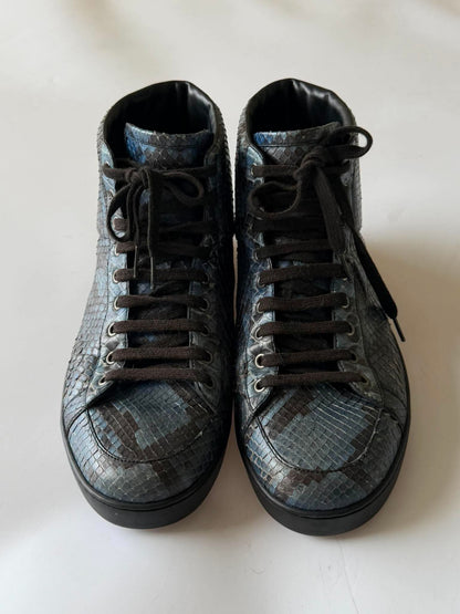Gucci by Frida Giannini Blue Python High Top Sneakers