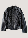 Gucci Men's Nylon-Switching Biker Leather Jacket