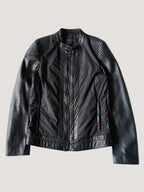 Gucci Men's Nylon-Switching Biker Leather Jacket
