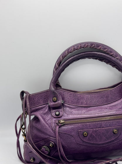 Balenciaga Eggplant Motorcycle First Bag