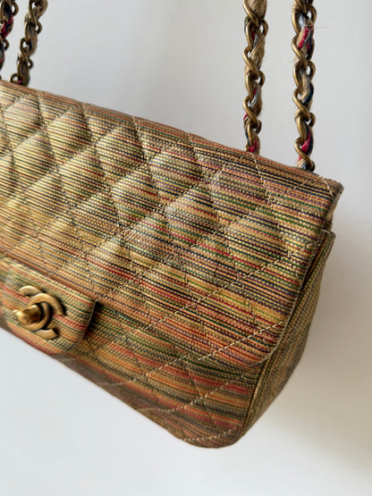 Chanel Metallic Sheepskin Thin Striped Small Single Flap