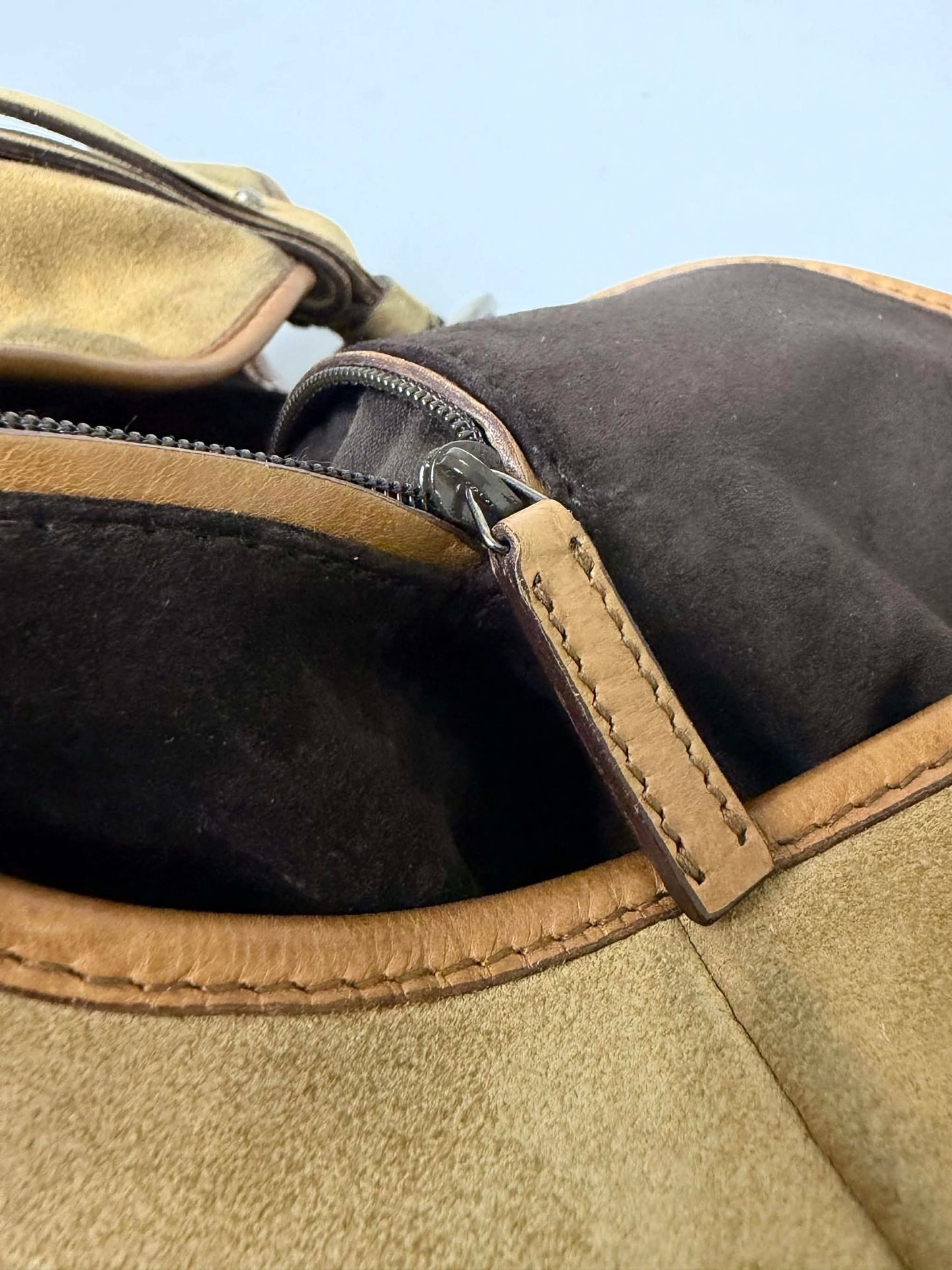 Yves Saint Laurent Taupe Suede Mombasa Hobo Bag