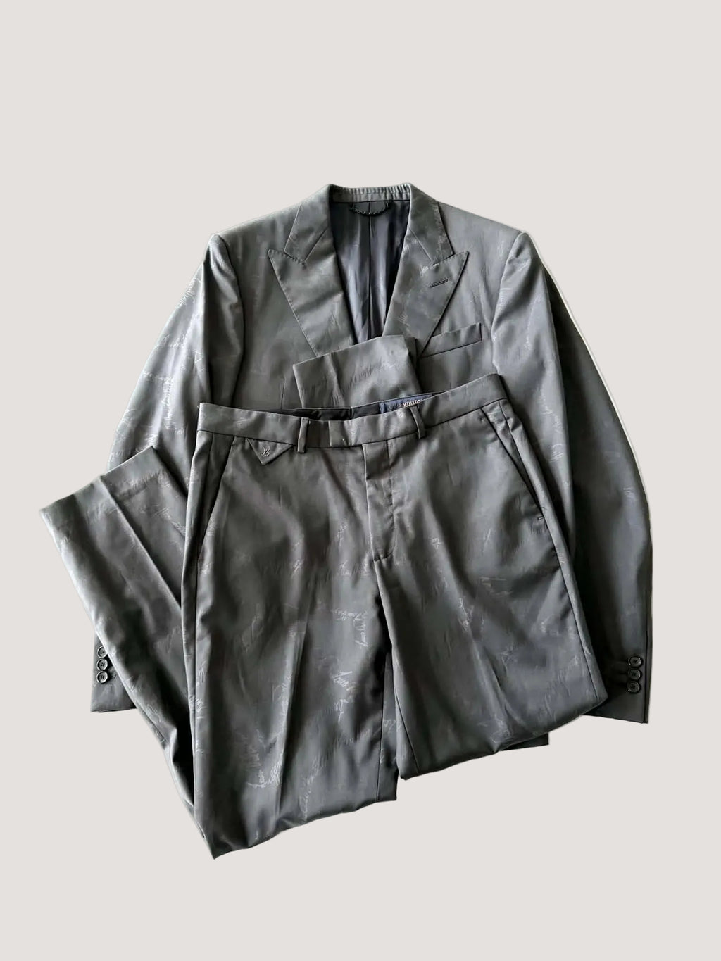 Louis Vuitton Pont Neuf Jacquard Script Gray Suit