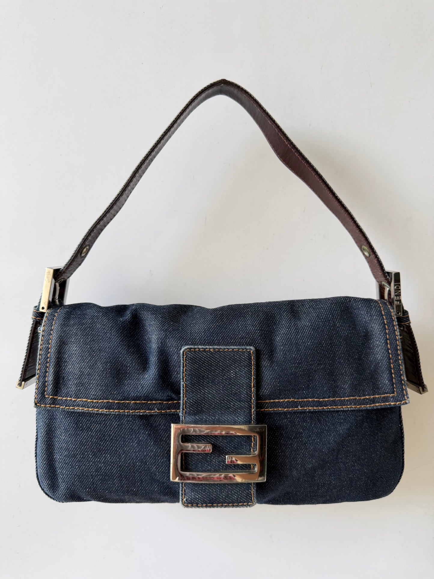 Fendi Dark Blue Denim Baguette