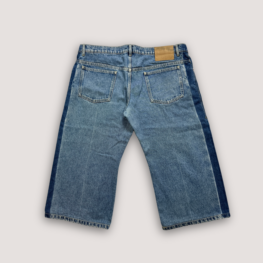 Balenciaga Jorts Two Tone Side Stripe Jeans Blue